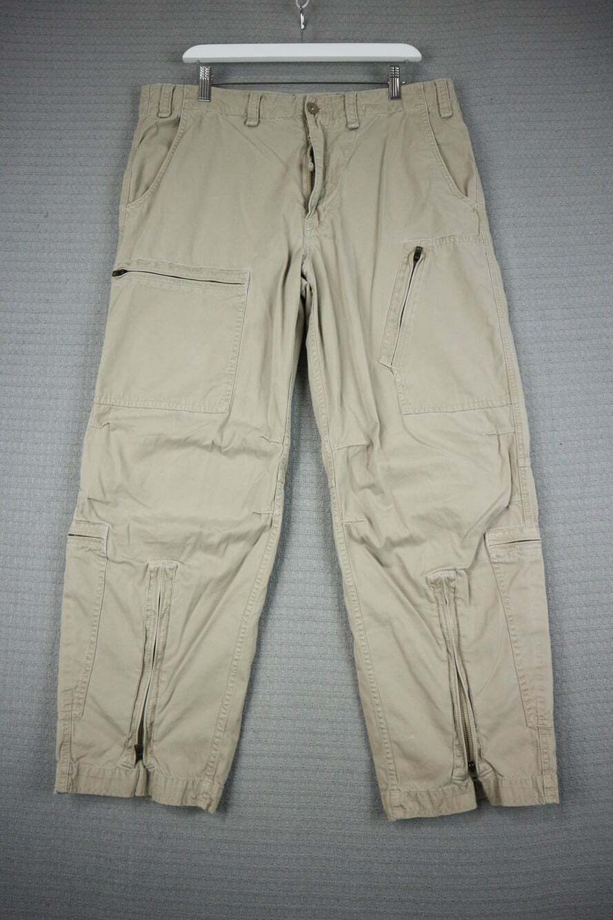 Express Tan Utility Cargo Pants with Ankle Zippers Multi Pocket 34x30 VTG